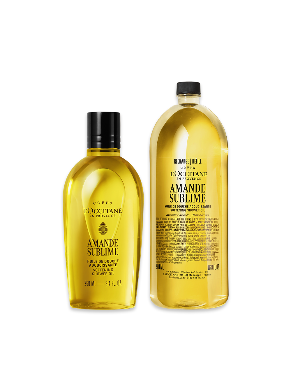 &Oacute;leo Hidratante de Banho Amande Sublime 250ml + Eco Refil 500mL, , large